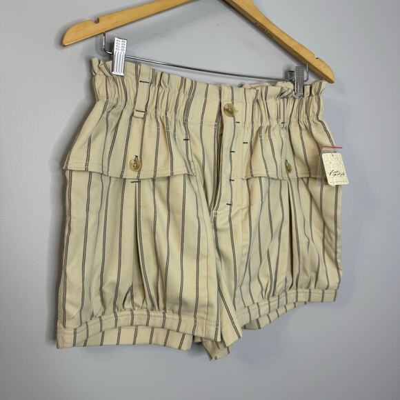Free People High Waisted Short Striped Pockets Casual Beach Coastal Women's M - Picture 2 of 10
